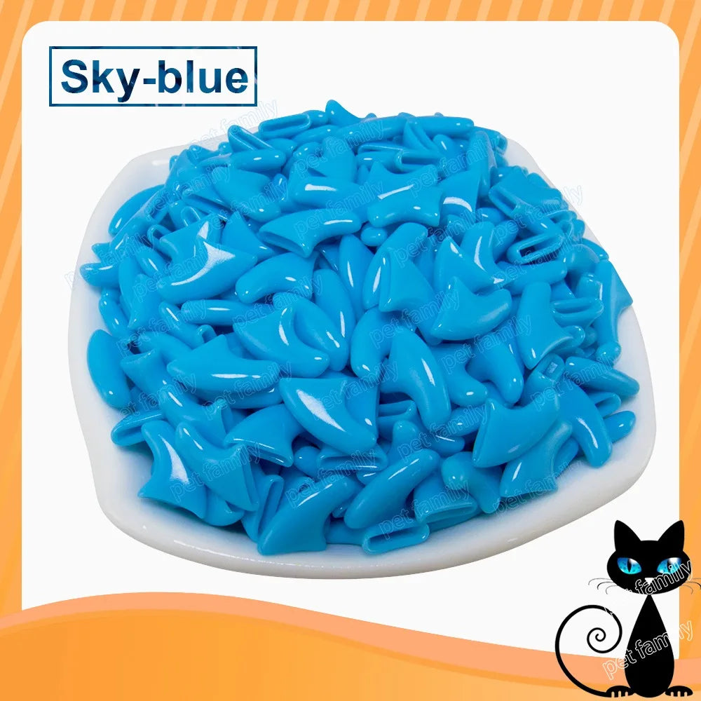 100pcs / lot Cat Nail CapsSoft Nail Protector soft cat pawControl Pets Silicon Nail caps  with free 5Adhesive Glue + 5Applicator