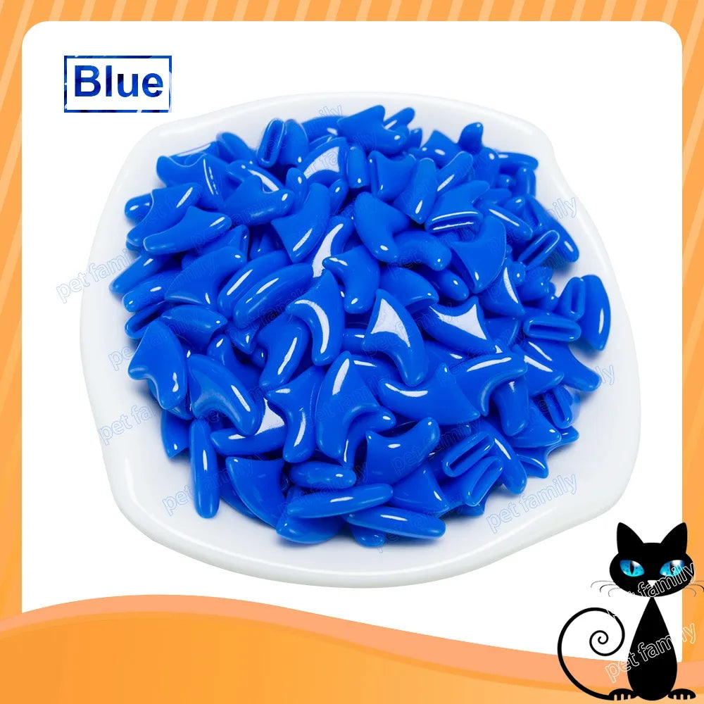 100pcs / lot Cat Nail CapsSoft Nail Protector soft cat pawControl Pets Silicon Nail caps  with free 5Adhesive Glue + 5Applicator