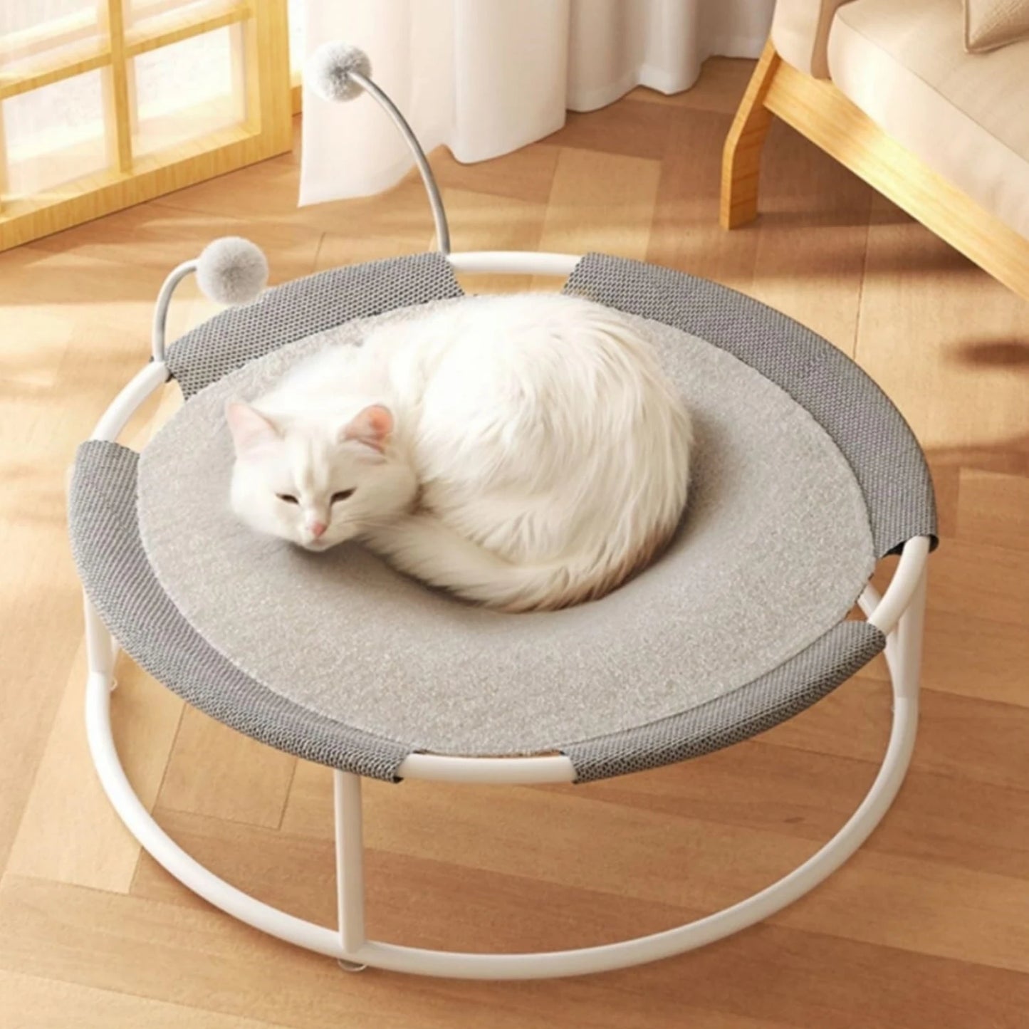 1 Raised Cat Hammock Bed, Removable and Washable Soft Mattress for Cats and Dogs, Comfortable and Breathable Raised Cat Bed, Removable Indoor/Outdoor Pet Trampoline, Strong Structure and Stable, Suitable for Cats and Dogs.