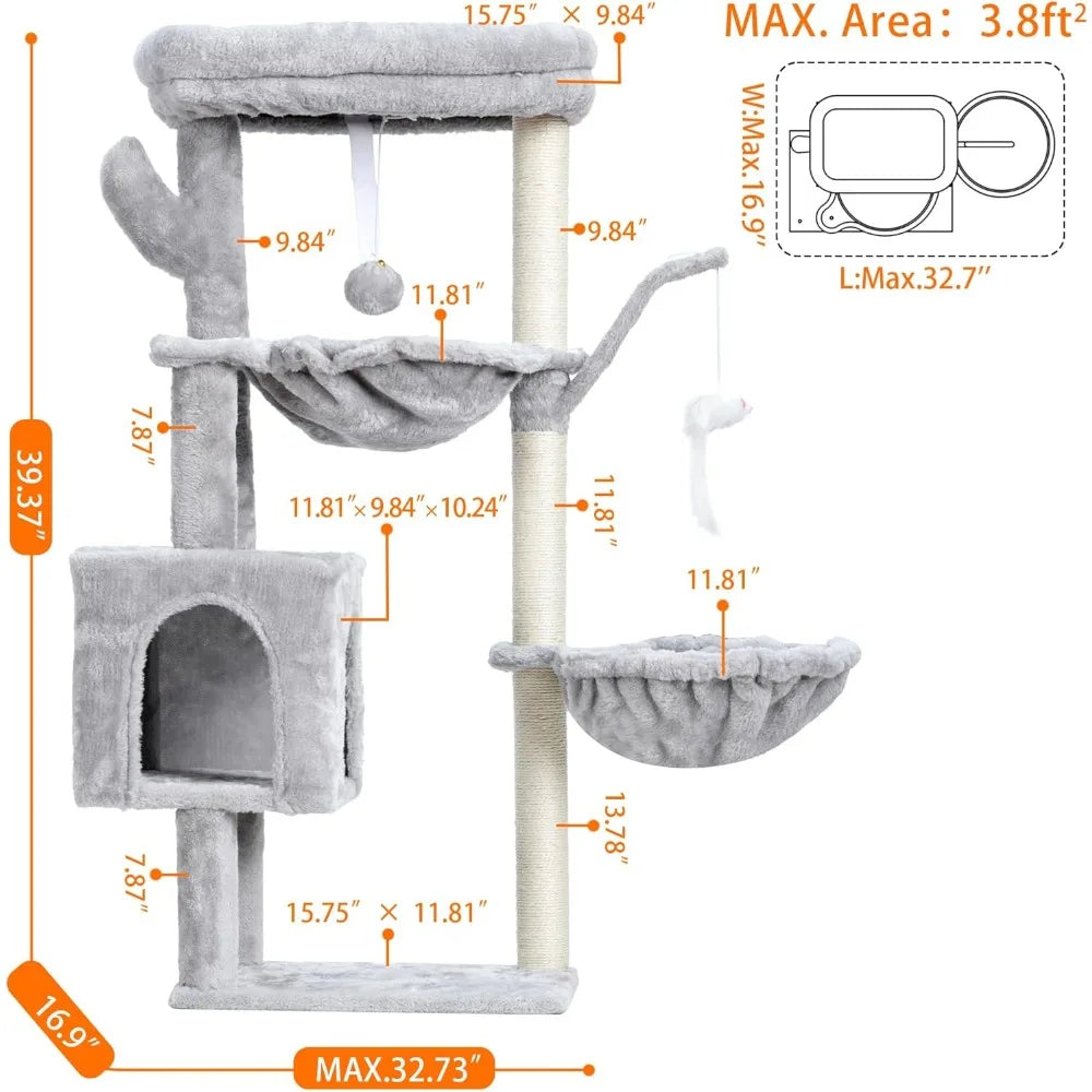 Heybly Cat Tree With Scratching Post And Plush Platform