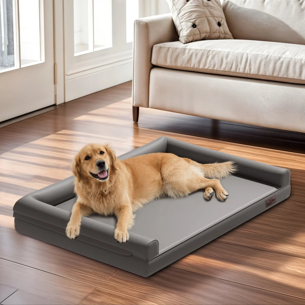 BORWARTCN Orthopedic Dog Bed Bolster With Removable Cover