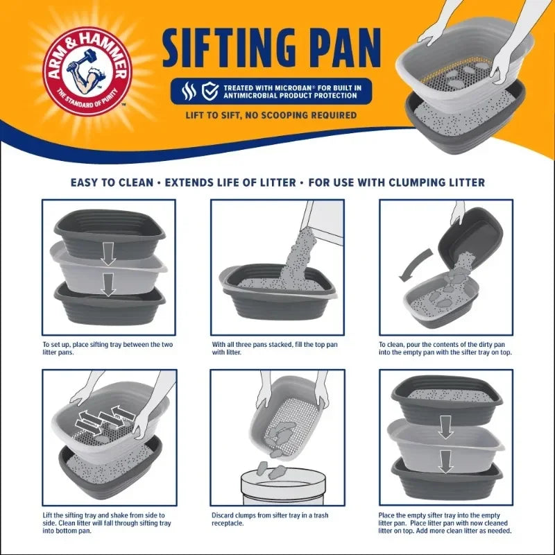 Arm And Hammer Sifting Cat Litter Box Open Top Pans