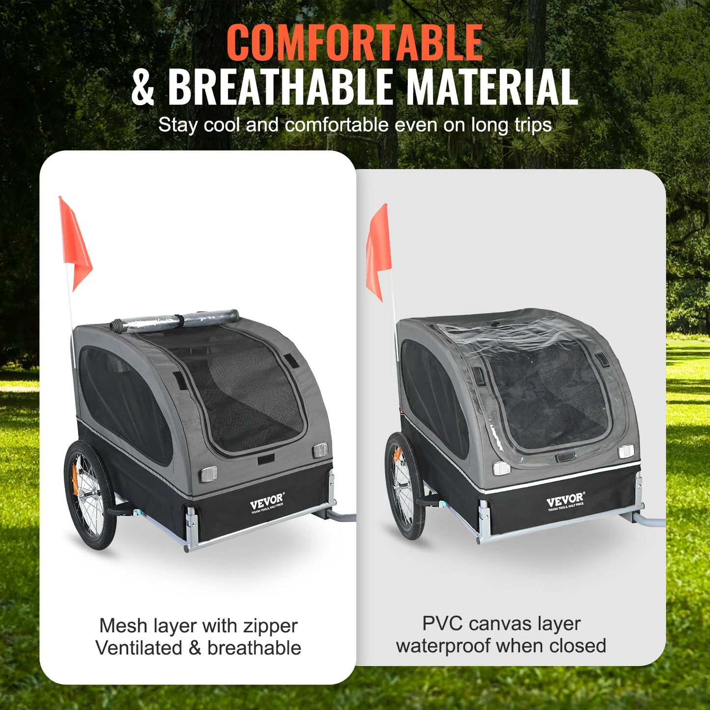 SucceBuy Dog Bike Trailer Cart With Foldable Frame Durable