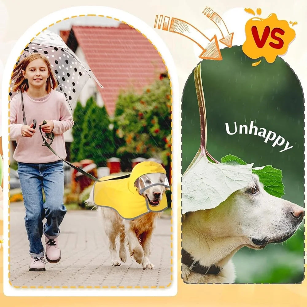 High Concerned Dog Raincoat Waterproof Transparent Hood