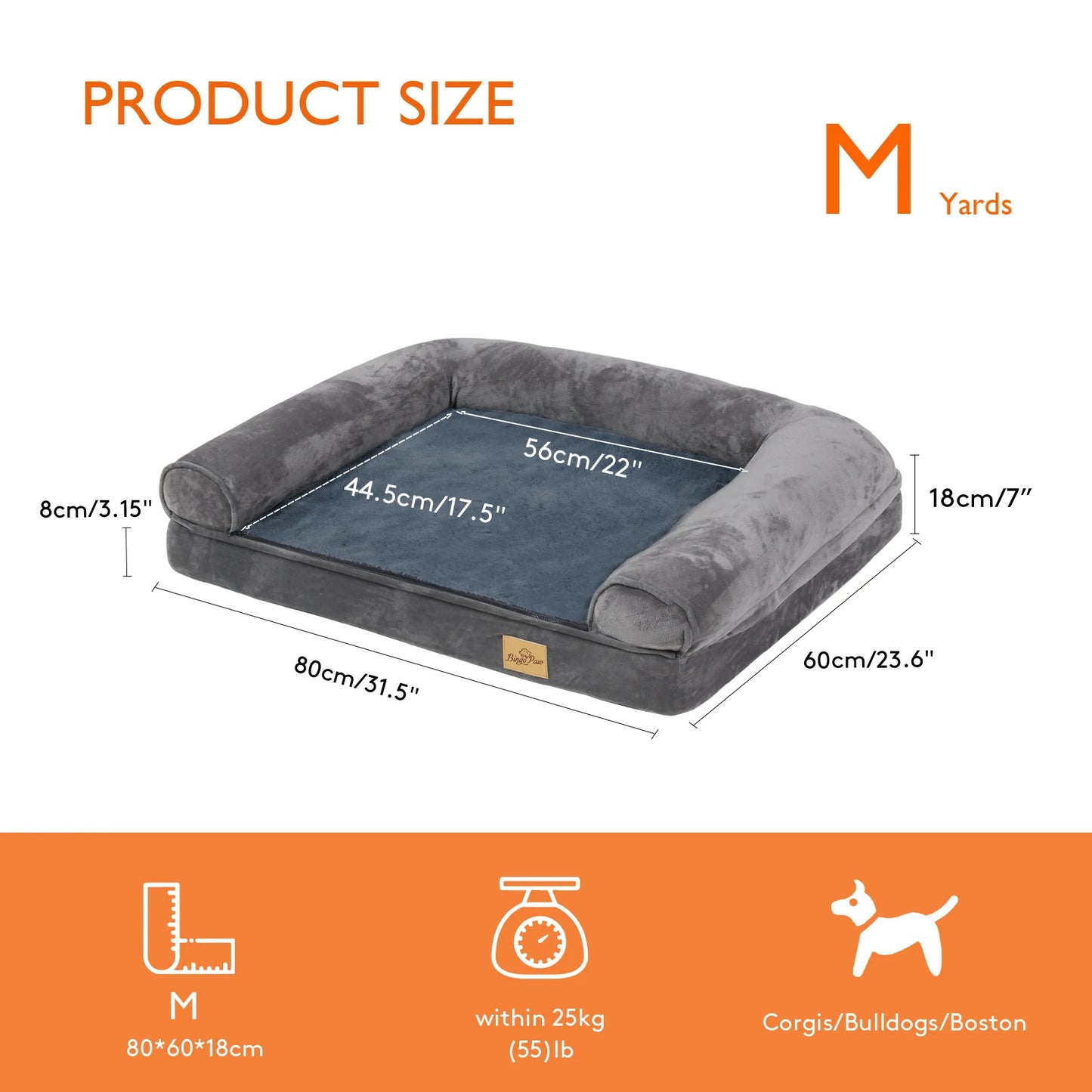 BINGOPAWCN Orthopedic Dog Bed With Removable Cover