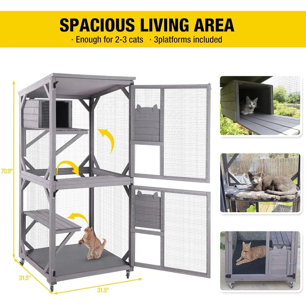 RBX Catio On Wheels Outdoor Cat Enclosure With Roof