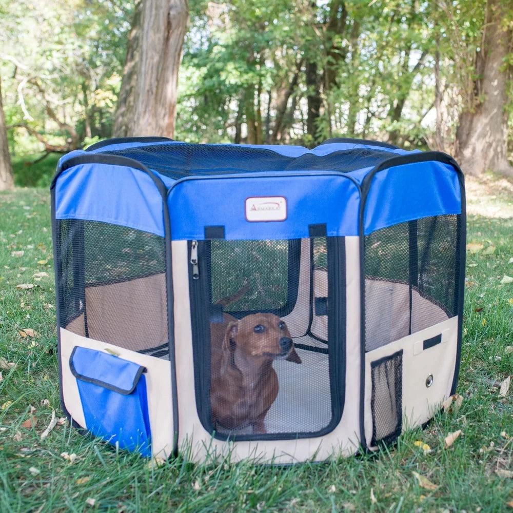 DUTRIEUX Portable Pet Playpen Zip Top Treat Pocket