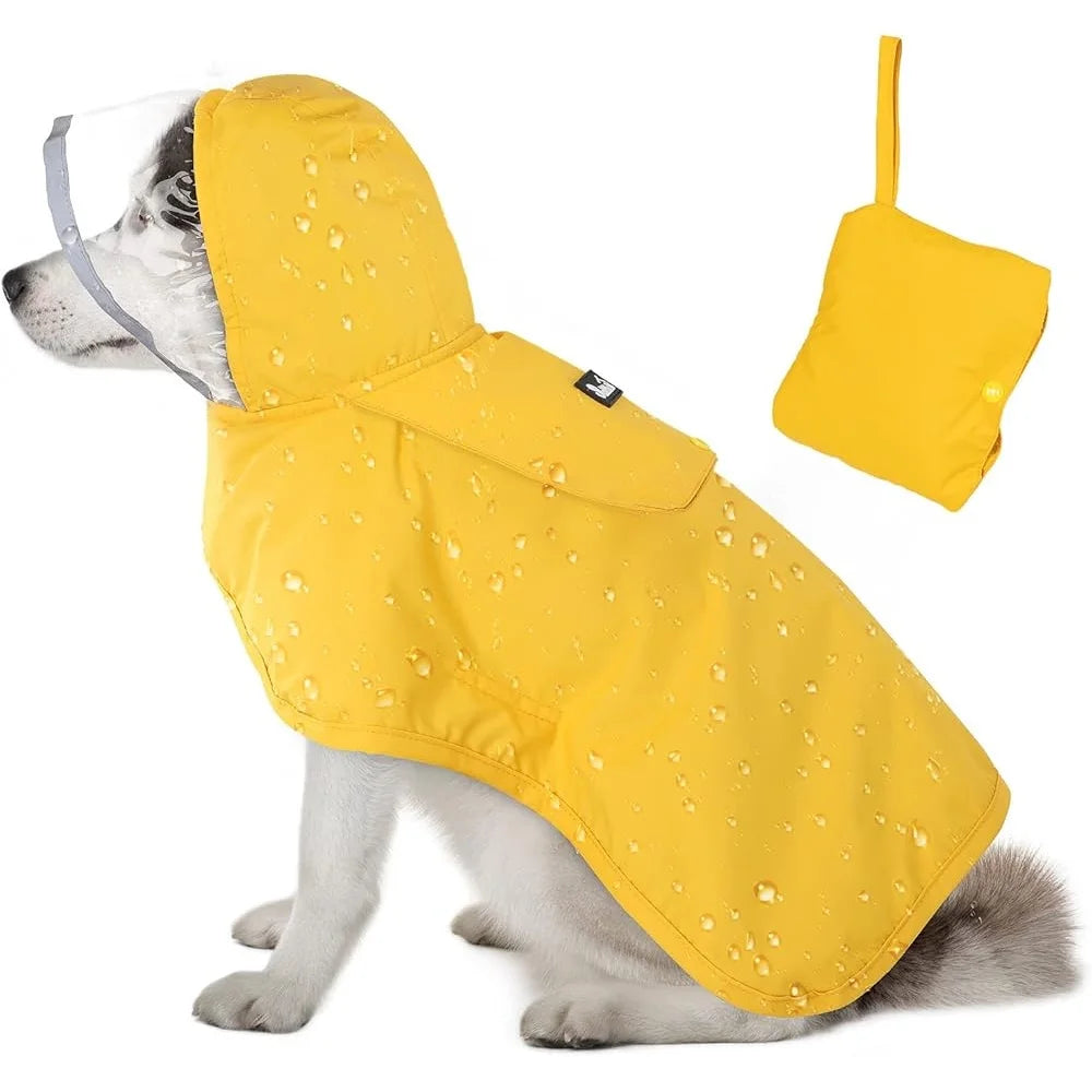 High Concerned Dog Raincoat Adjustable Hood Reflective