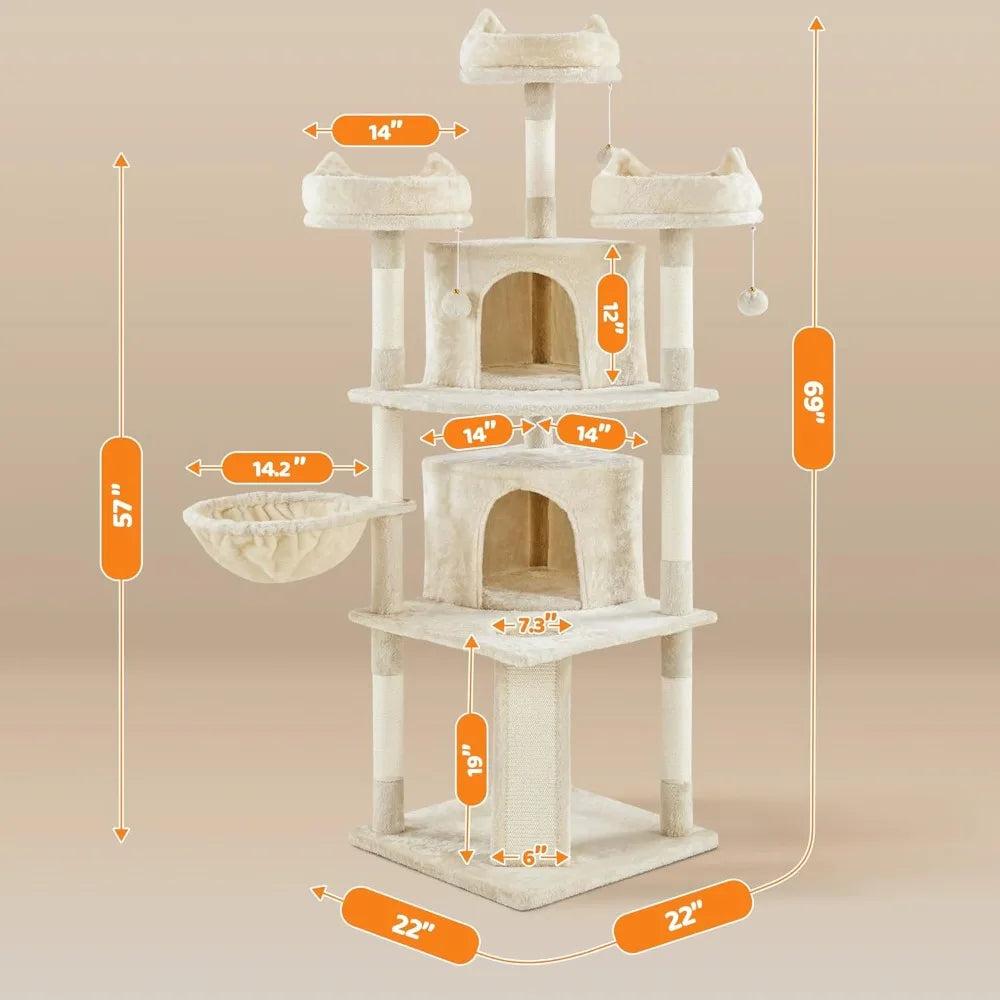 ZHIYONGBreed Cat Tree Multilevel Condo For Indoor Cats
