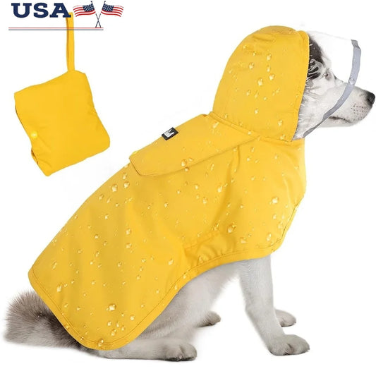 High Concerned Dog Raincoat Adjustable Hood Reflective