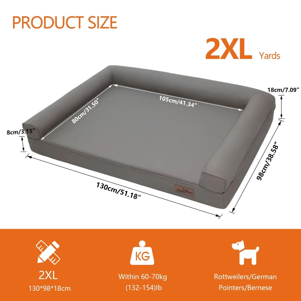 Borwartcn Orthopedic Dog Bed With Bolster Microfiber Leather