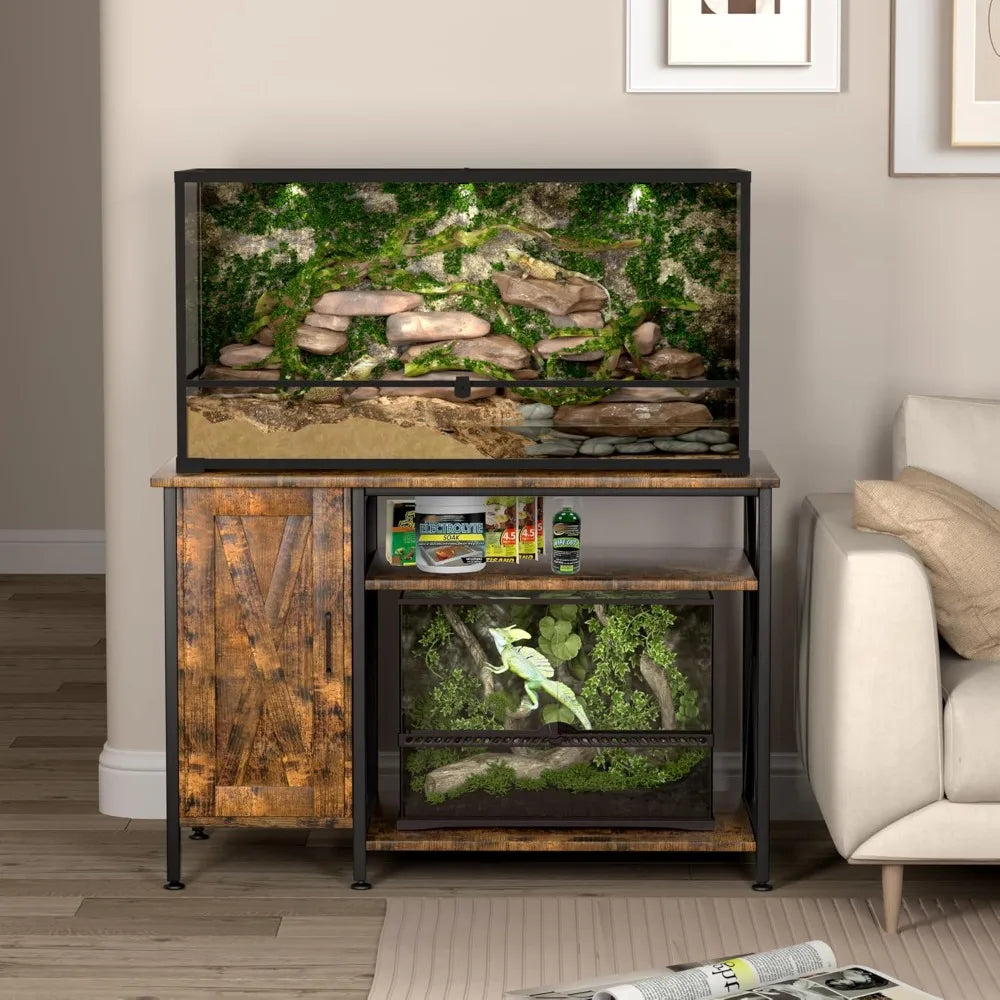 DAFIFY Reptile Tank Stand With Power Outlet And Storage