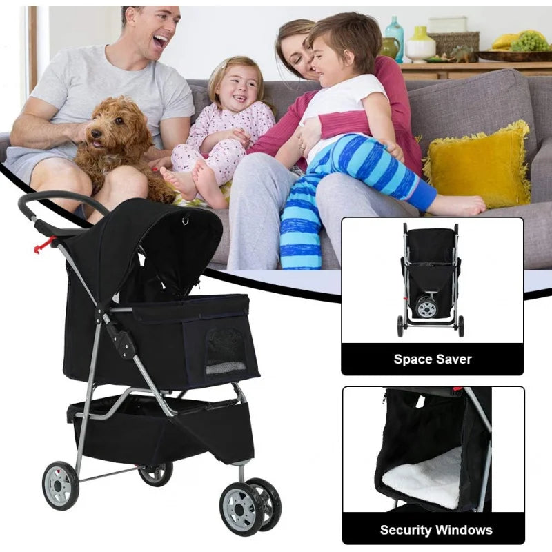 Hign-concerned 3-Wheel Pet Stroller Breathable Mesh Carrier