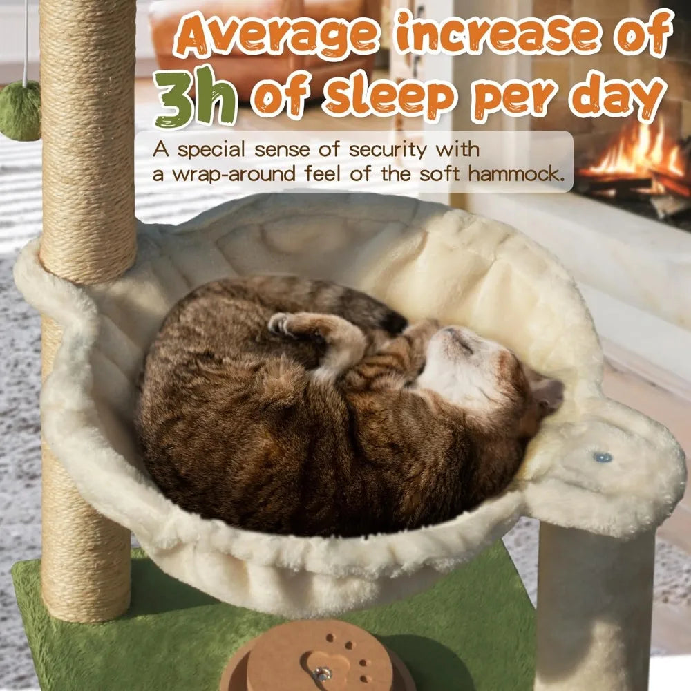 Breed Compact Cat Tree With Hammock And Scratching Post