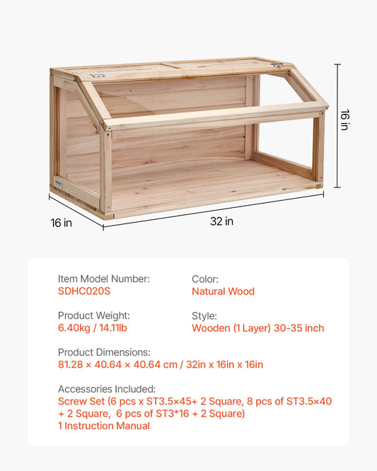 SucceBuy Wooden Hamster Cage 270 Degree Viewing Habitat