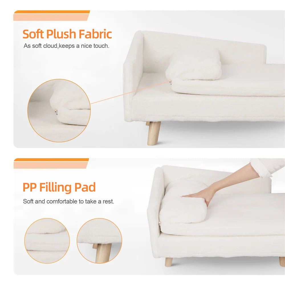 Borwartcn Luxury Elevated Dog Sofa Bed With Backrest Plush