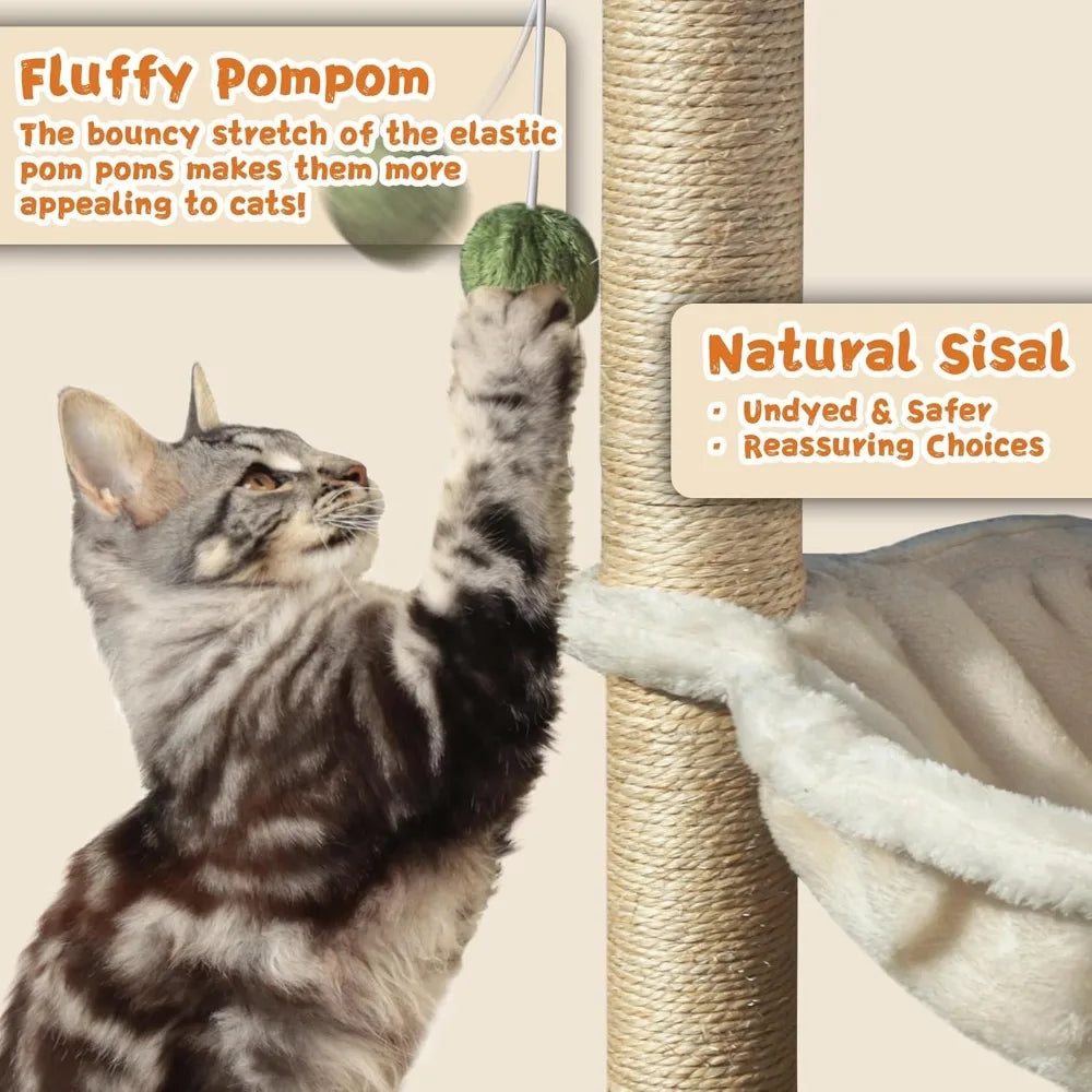 Breed Compact Cat Tree With Hammock And Scratching Post