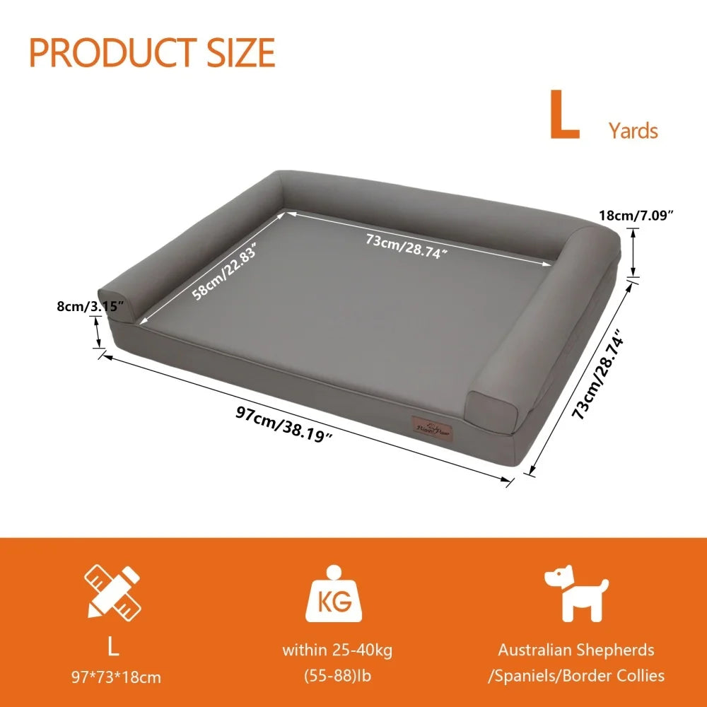 BORWARTCN Orthopedic Dog Bed Bolster With Removable Cover