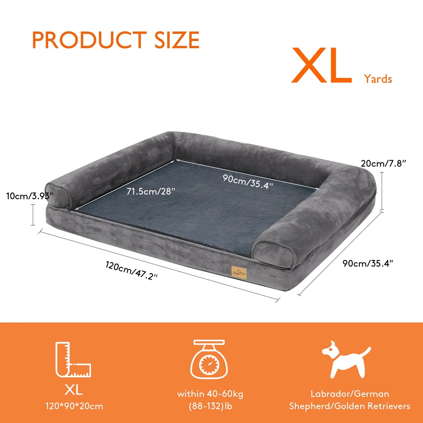 BINGOPAWCN Orthopedic Dog Bed With Removable Cover
