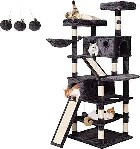 ZHIYONG Cat Tree Tower Scratching Post with Condos