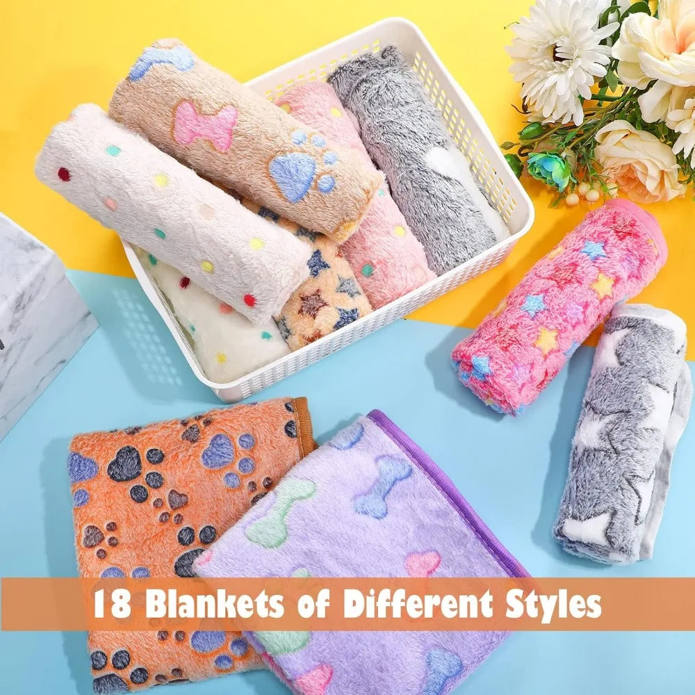 18 Pack Fleece Pet Blankets Bulk Cozy Warm Sleep Mats