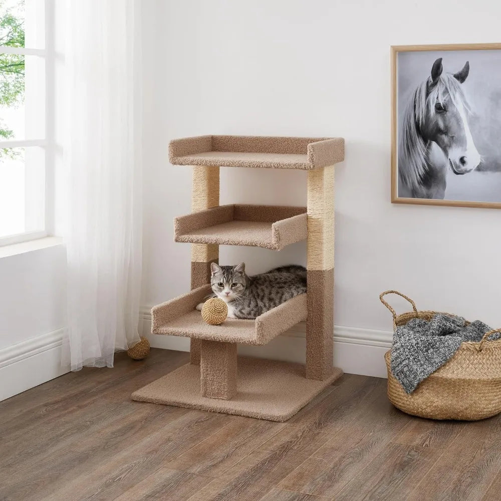 Nala Cat Tree Tower - 3 Tier Cat condo for Large Cats Tower with Scratching Post Multi - Level Tree for Large Indoor Cats by Noa