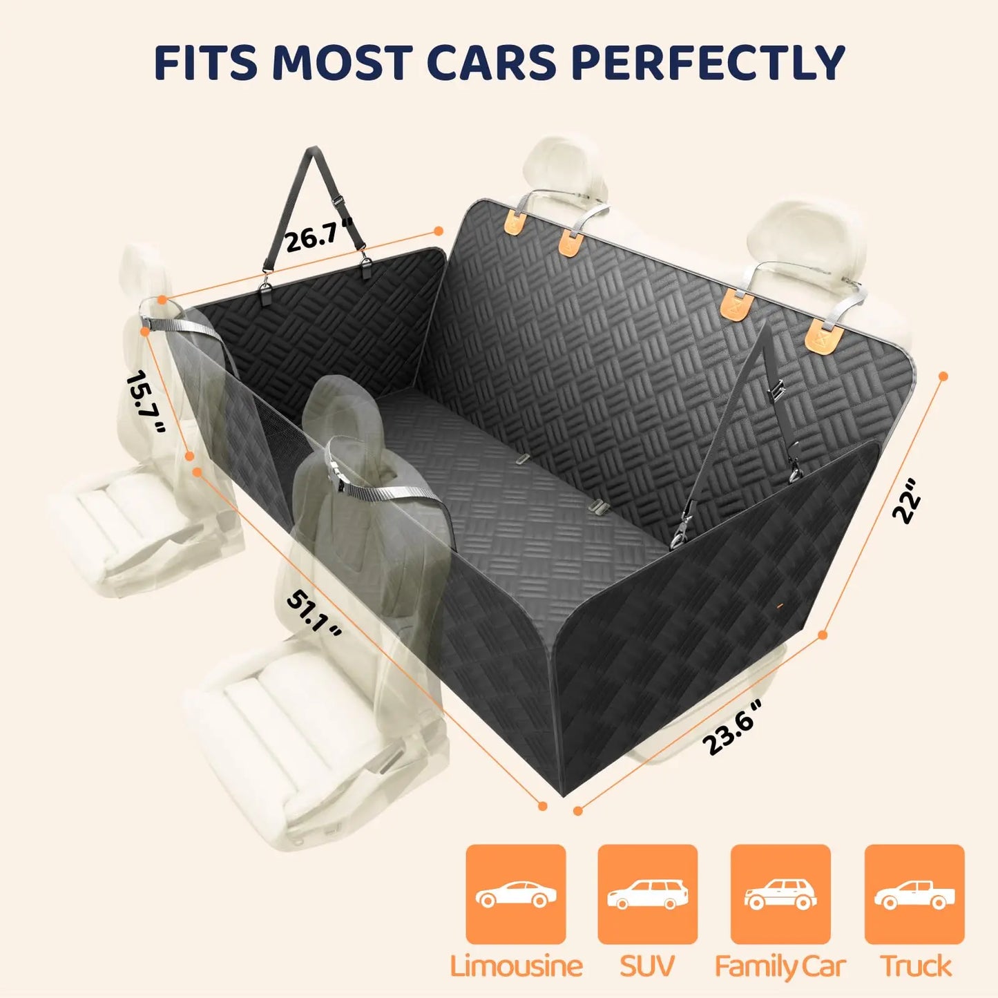 CN Zhejiang Dog Hammock Car Rear Seat Cover Extender 400lb
