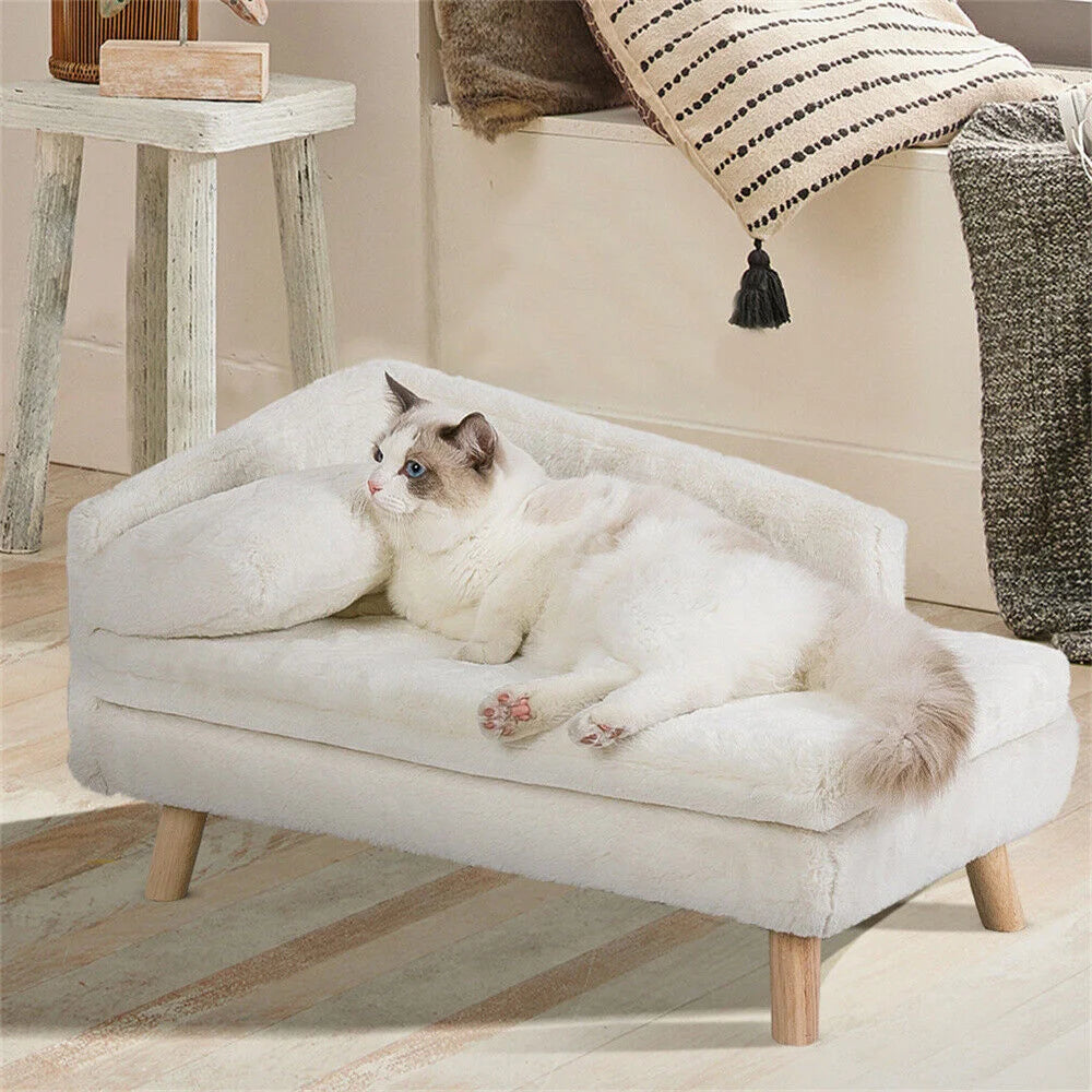 Borwartcn Luxury Elevated Dog Sofa Bed With Backrest Plush