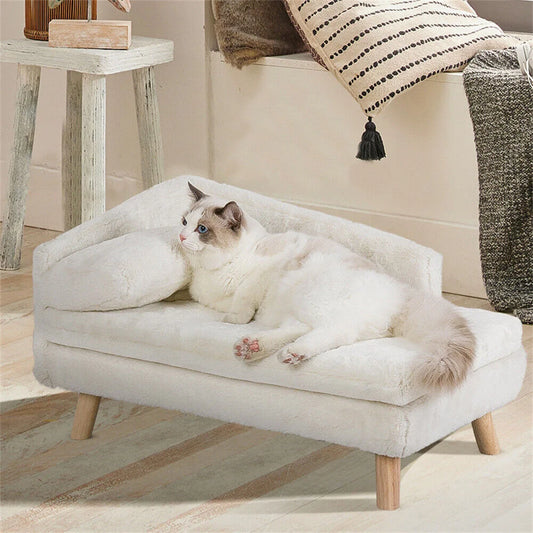 Borwartcn Luxury Elevated Dog Sofa Bed With Backrest Plush