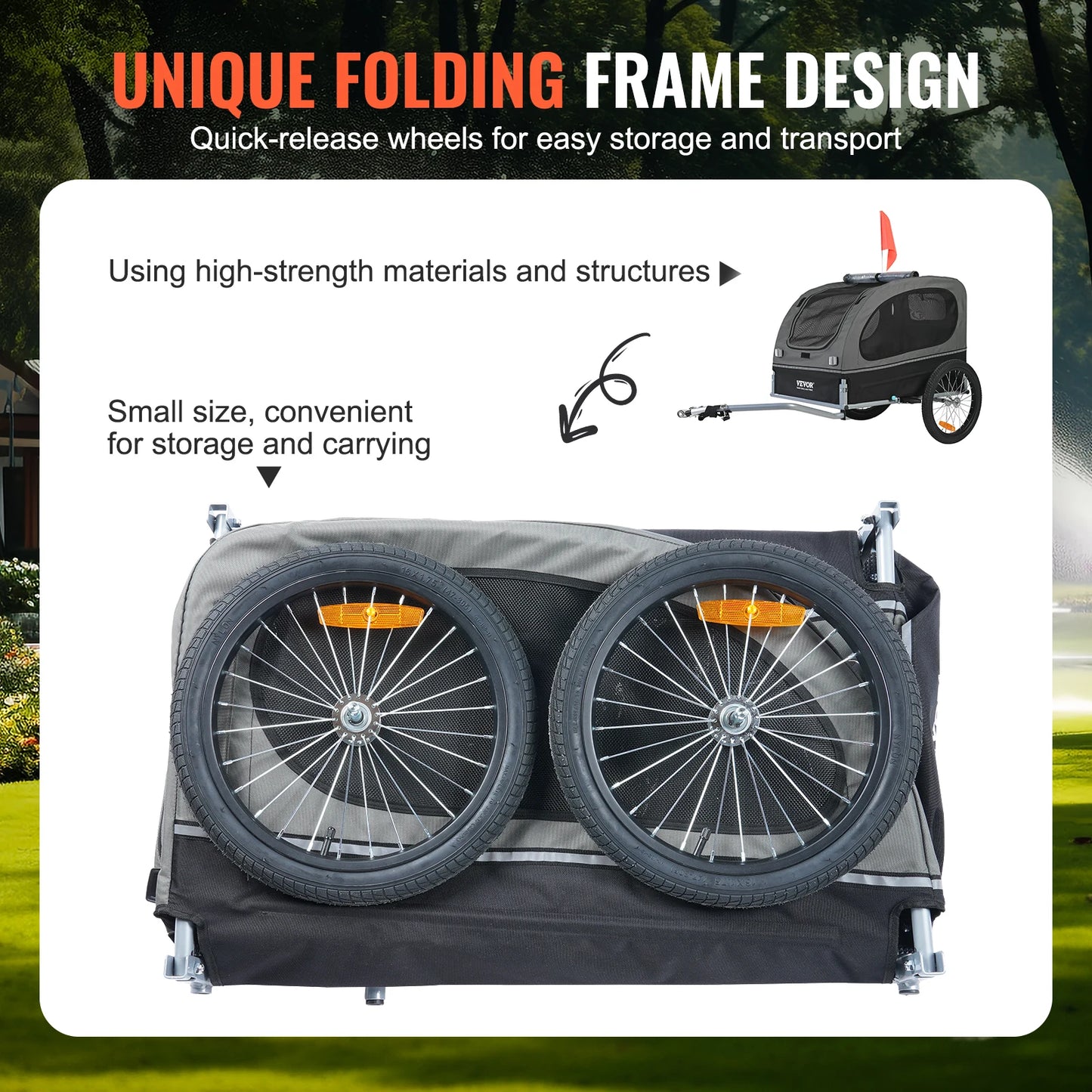 SucceBuy Dog Bike Trailer Cart With Foldable Frame Durable