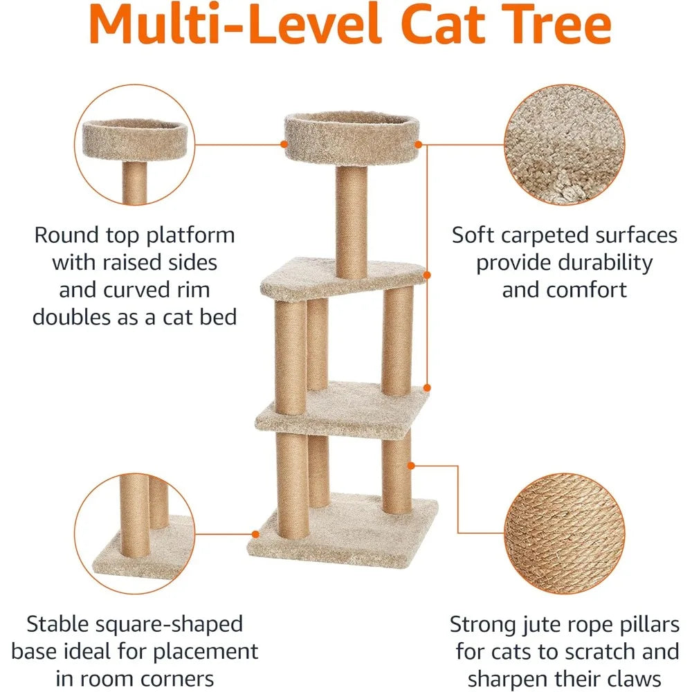 Amazon Basics Cat Tree Indoor Multi Level Climbing Tower