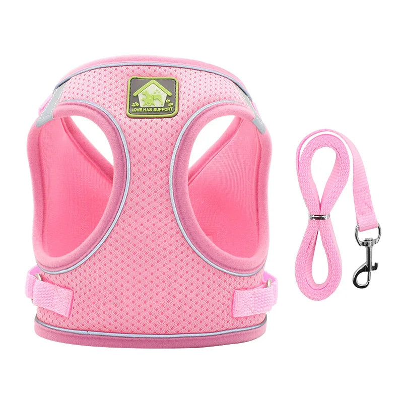 Cat Chest Harness With Leash Reflective Breathable Mesh Chest Strap