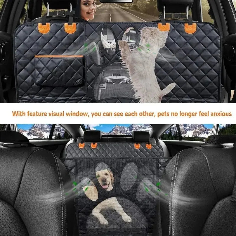 Dog Car Seat Cover for Back Seat 100% Waterproof Dog Car Hammock with Visual Mesh Window and Side Zipper Car Seat & Door Protec
