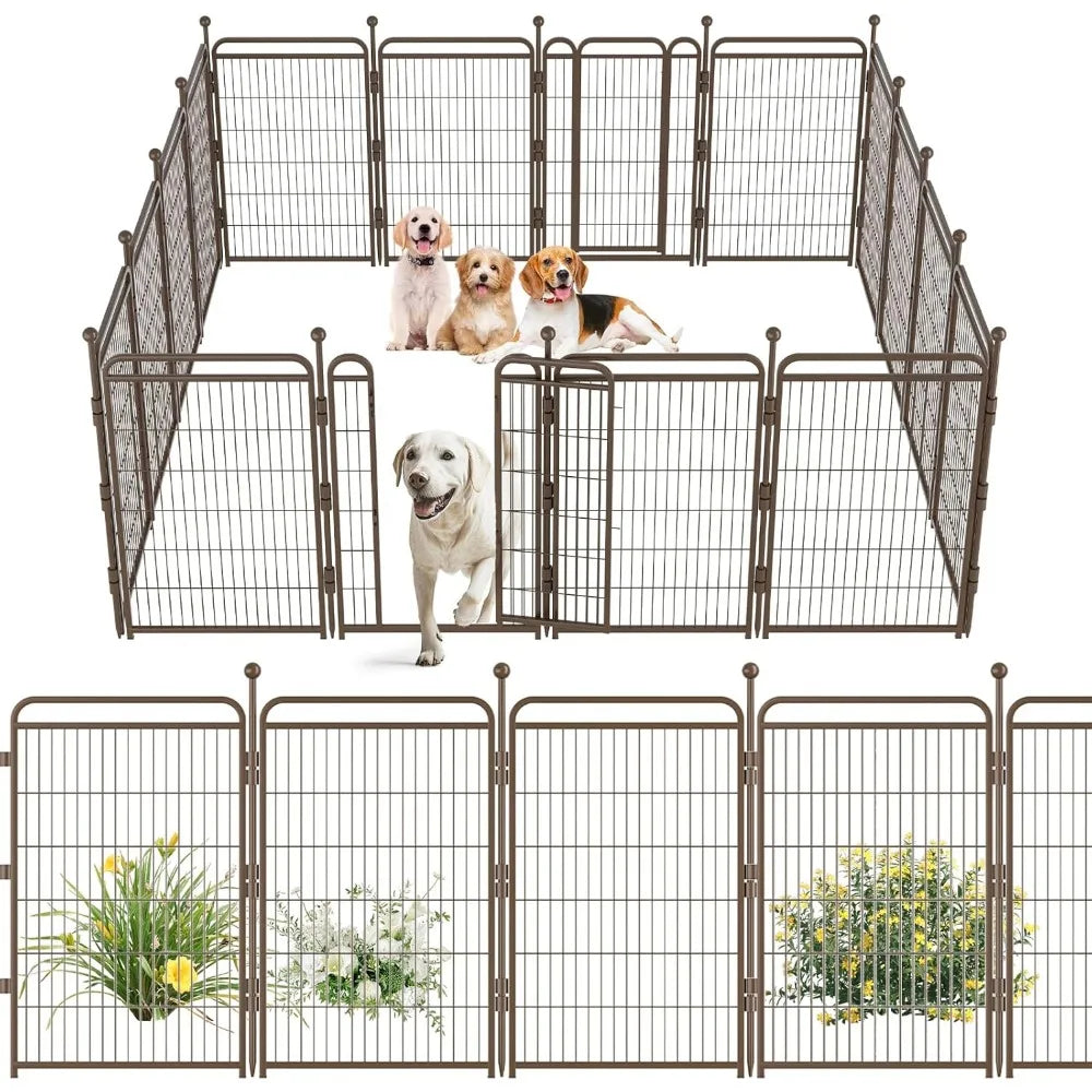 MKDKH Dog Playpen 16 Panel Indoor Outdoor Exercise Yard