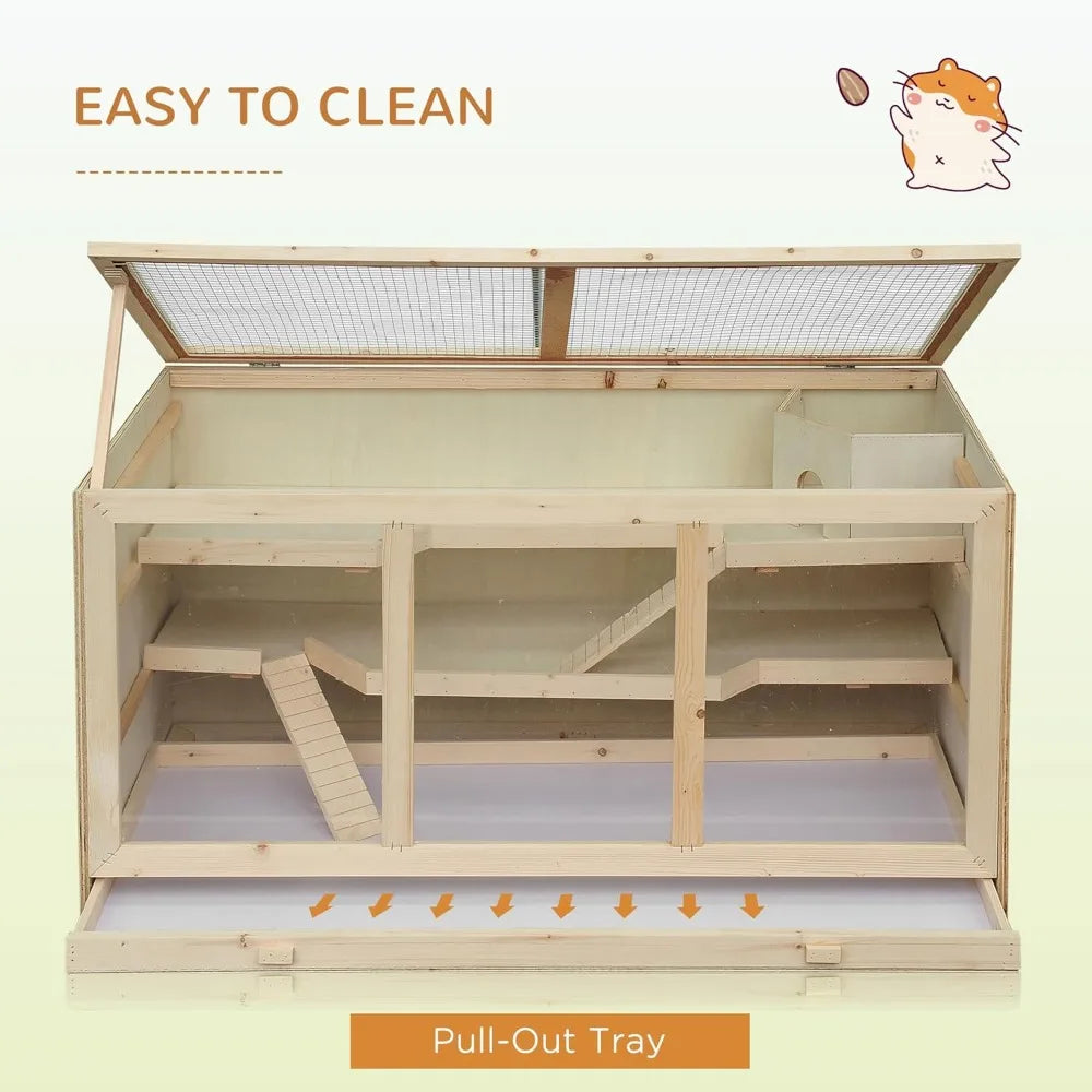 Hign-concerned Chemical Wooden Hamster Cage 3 Layer
