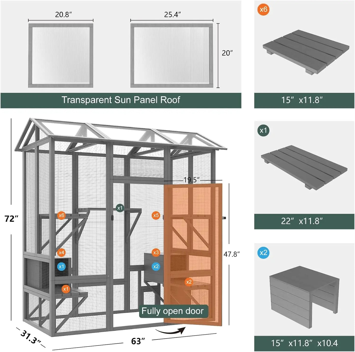 XMSJ Outdoor Cat Enclosure Large Walk In Cage With Roof
