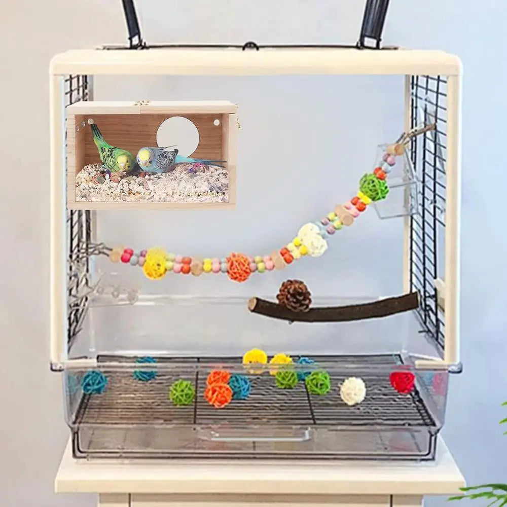 NONE Parakeet Nesting Box Transparent Breeding Box With Perch