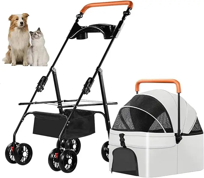 3 In 1 Pet Stroller Cat Dog 4 Wheel With Detachable Carrier