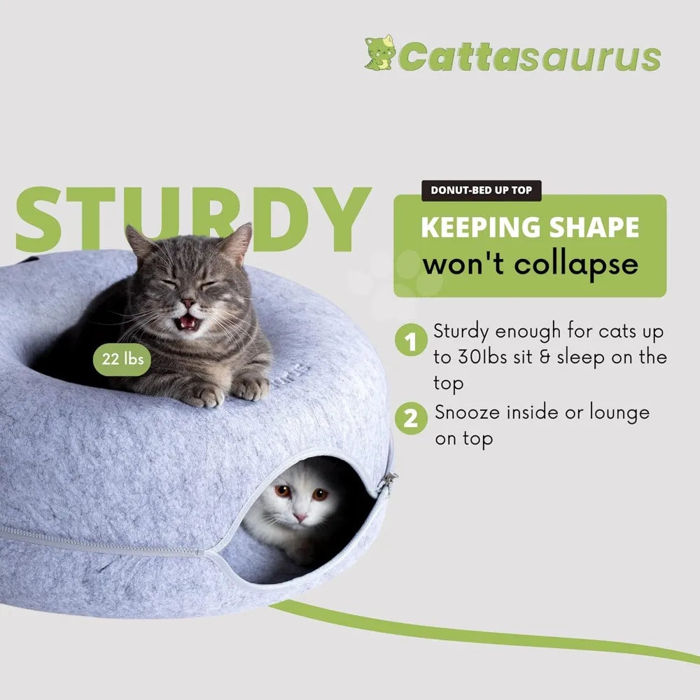 Hign-concerned Peekaboo Cat Cave Donut Bed For Large Cats