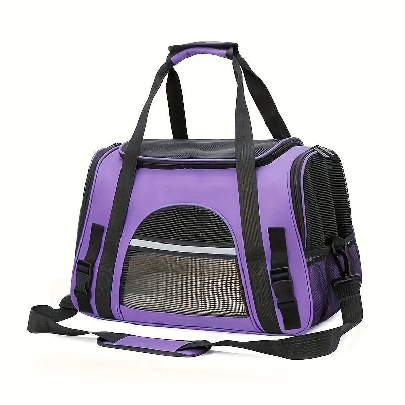 Portable Cat Bags Soft-Sided Pet Carrying Four-Sided Breathable Carrier Bags with Fur Pad Cats Handbag Travel Bag Transport Bag