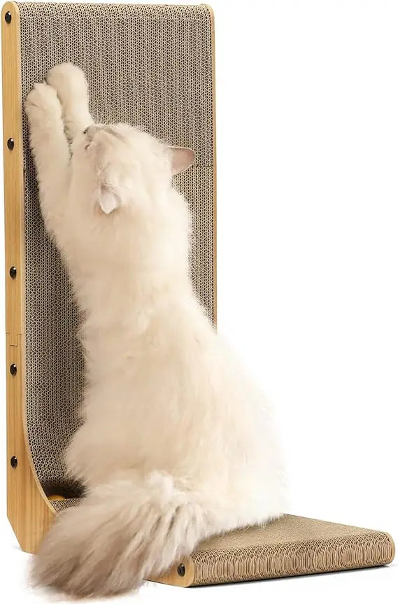 Fukumaru Cat Scratch Pad L Shape Wall Mounted Cardboard Toy