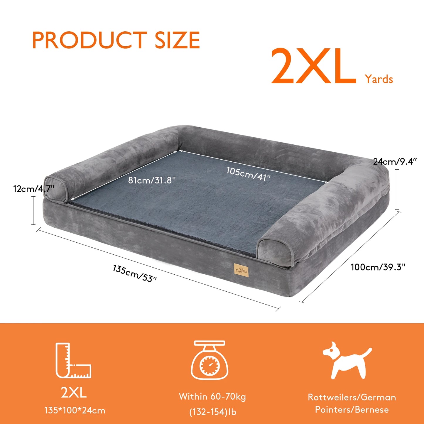 BINGOPAWCN Orthopedic Dog Bed With Removable Cover