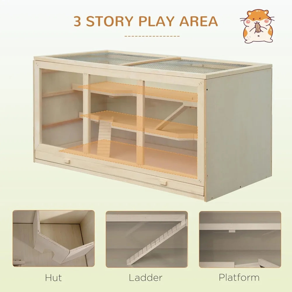 Hign-concerned Chemical Wooden Hamster Cage 3 Layer