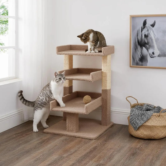 Nala Cat Tree Tower - 3 Tier Cat condo for Large Cats Tower with Scratching Post Multi - Level Tree for Large Indoor Cats by Noa