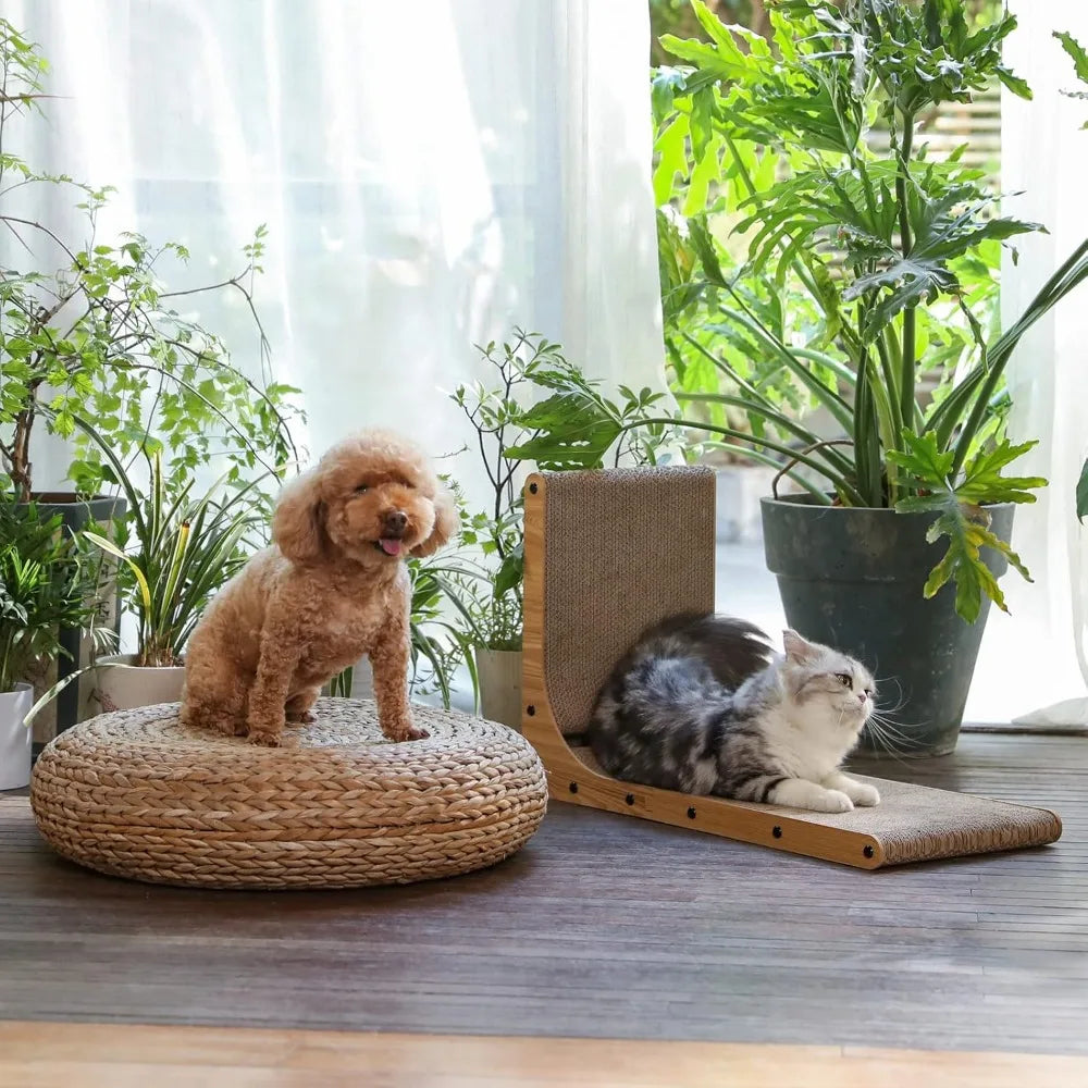 Fukumaru Cat Scratch Pad L Shape Wall Mounted Cardboard Toy