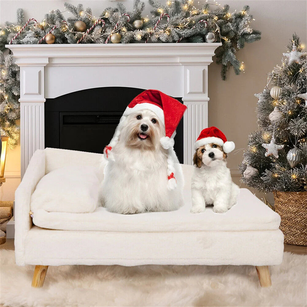 Borwartcn Luxury Elevated Dog Sofa Bed With Backrest Plush