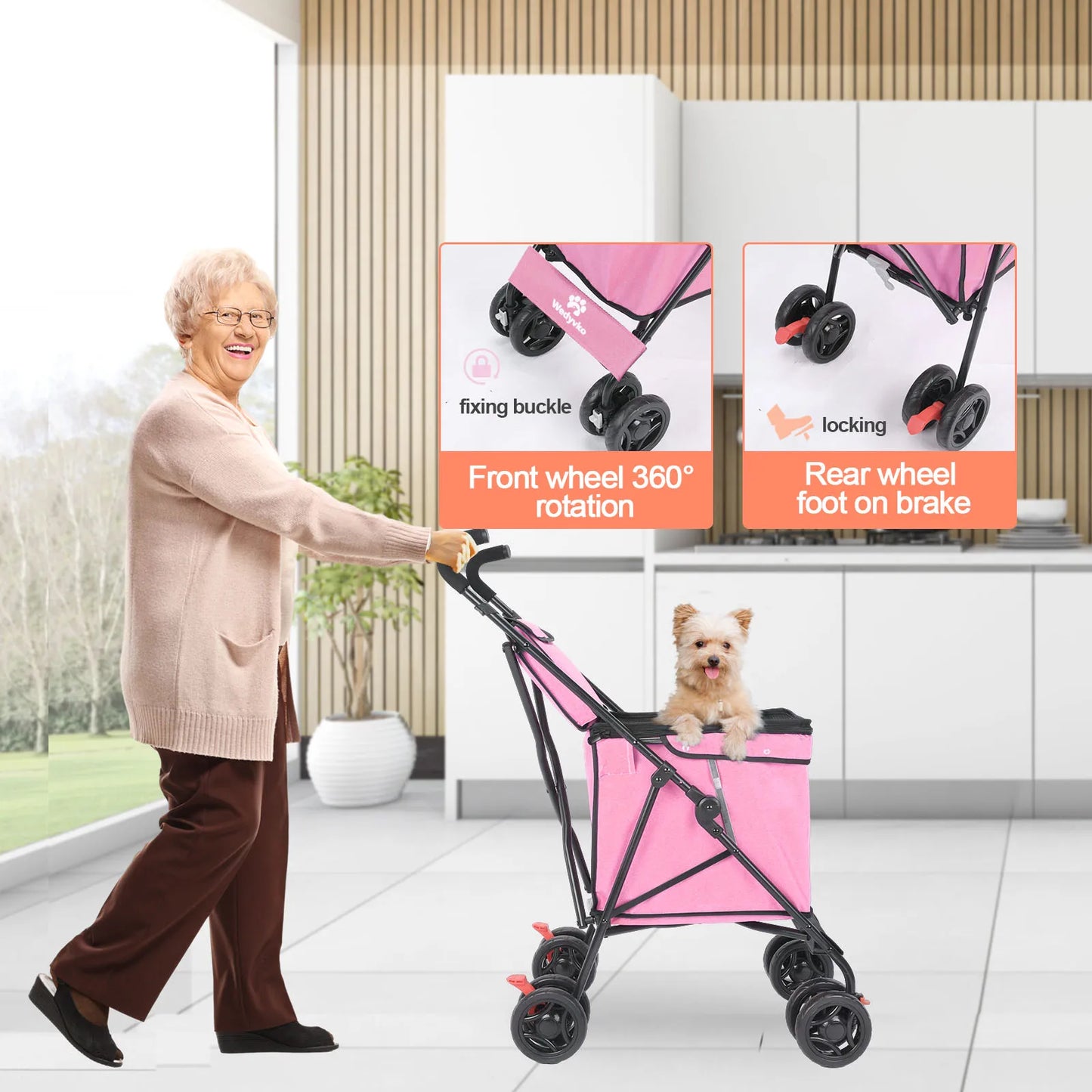 Garden Cart Heavy Duty 75kg  Capacity Wagon, Outdoor Folding Portable Adjustable Rolling Carts, Garden Cart Foldable Beach Wagon