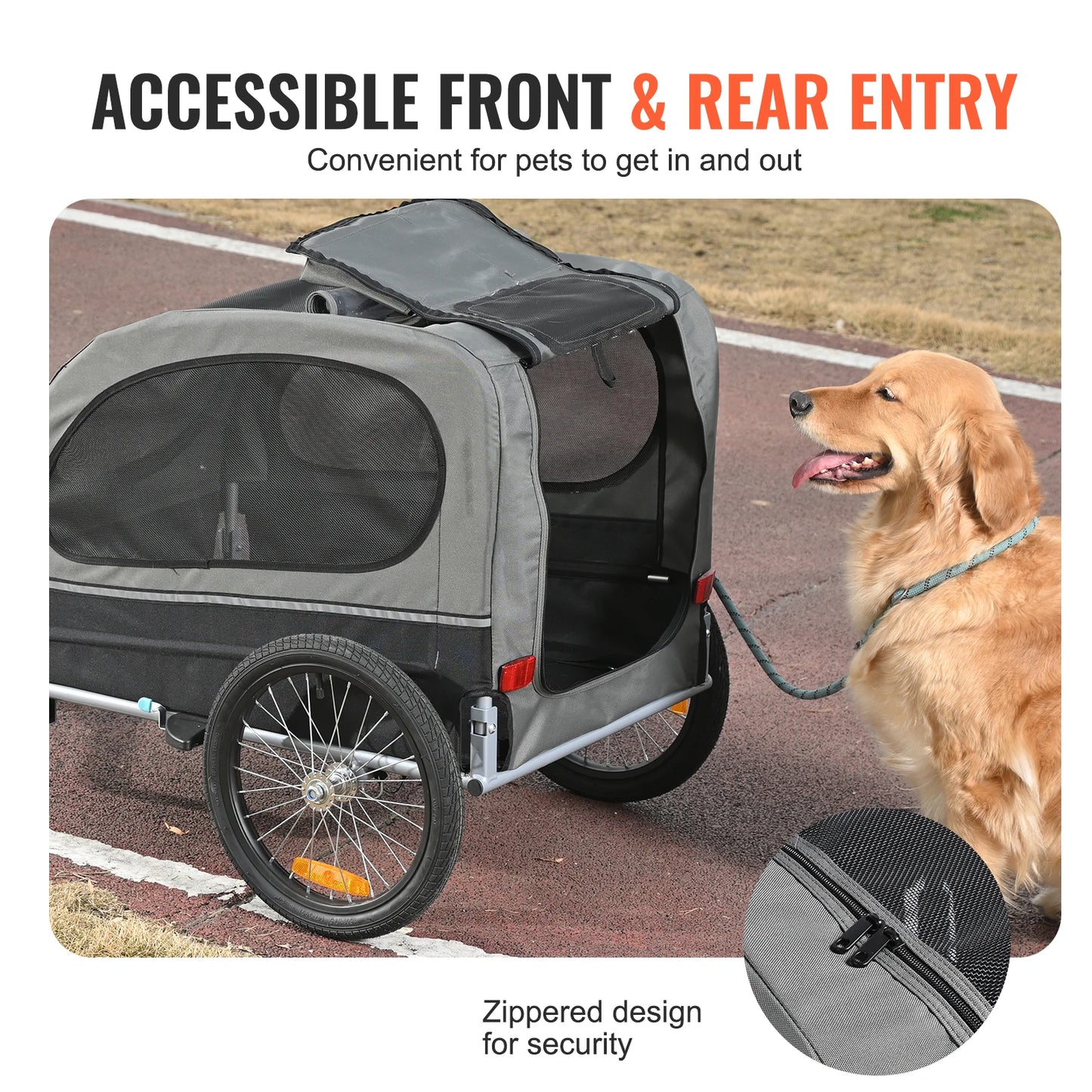 SucceBuy Dog Bike Trailer Cart With Foldable Frame Durable
