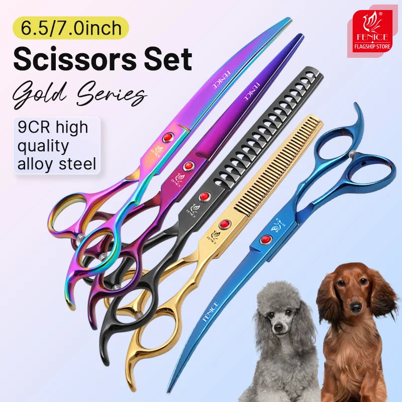 Fenice Dog Grooming Scissors Set For Home Use 9Cr Steel