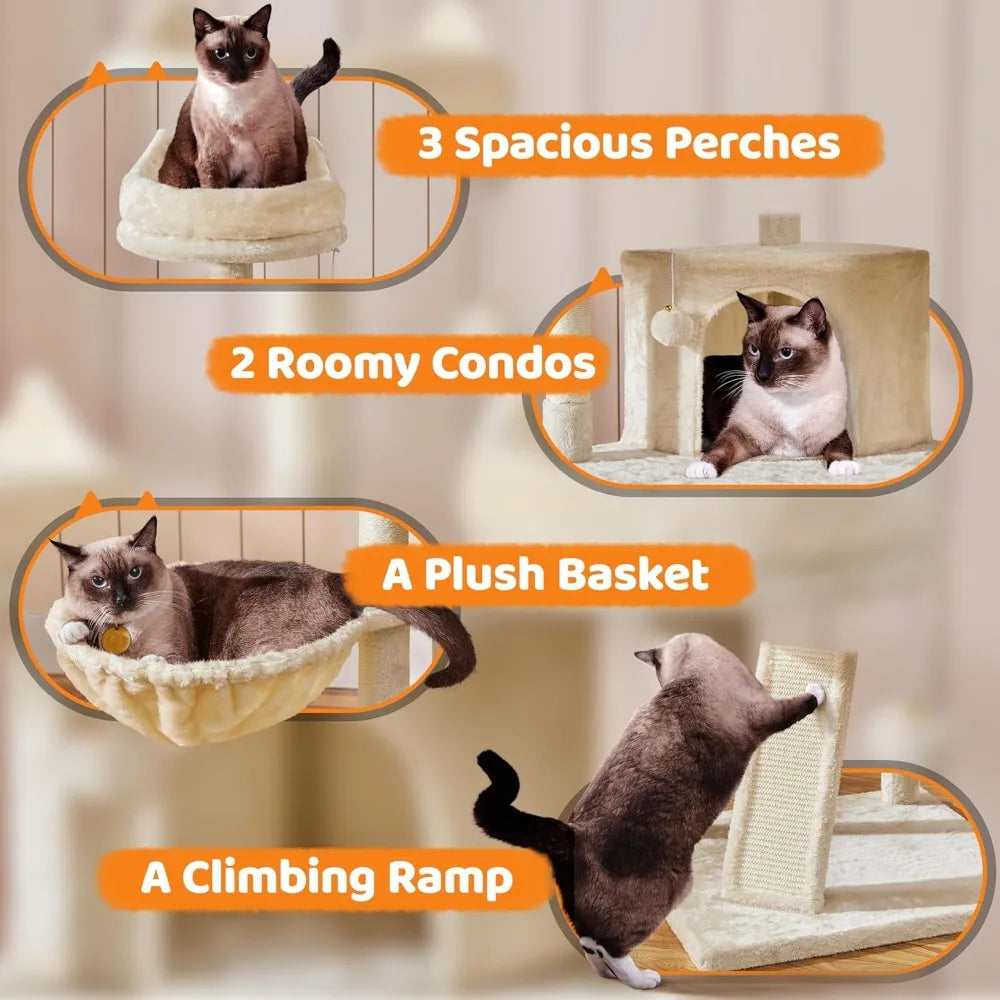 ZHIYONGBreed Cat Tree Multilevel Condo For Indoor Cats
